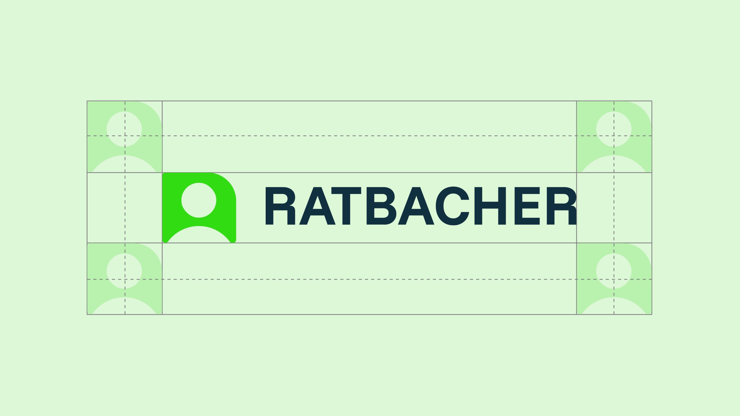 Logo der Arbeitgebermarke Ratbacher im neuen Corporate Design, mit definiertem Schutzraum