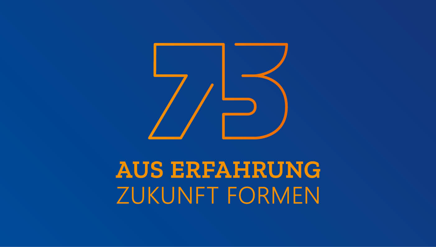Key Visual "75 Jahre – Aus Erfahrung Zukunft formen" zum Jubiläum von Fritz Winter